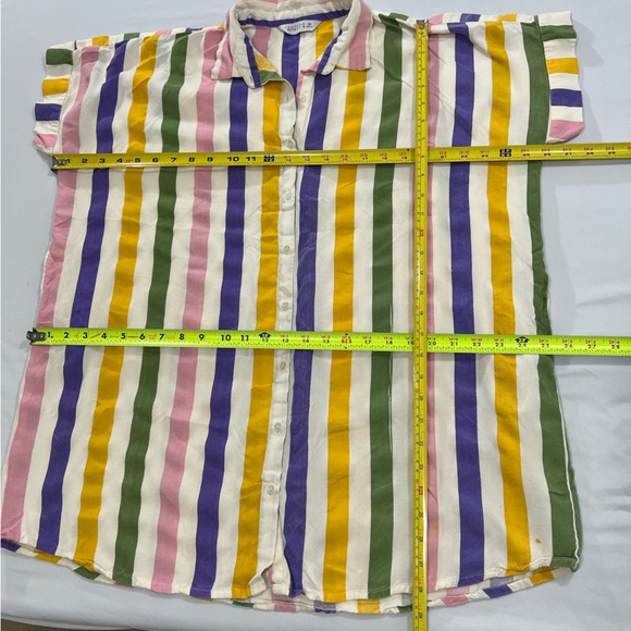 Compañía Fantástica Multi colour striped print midi shirt dress Short Sleeve M - Picture 15 of 16